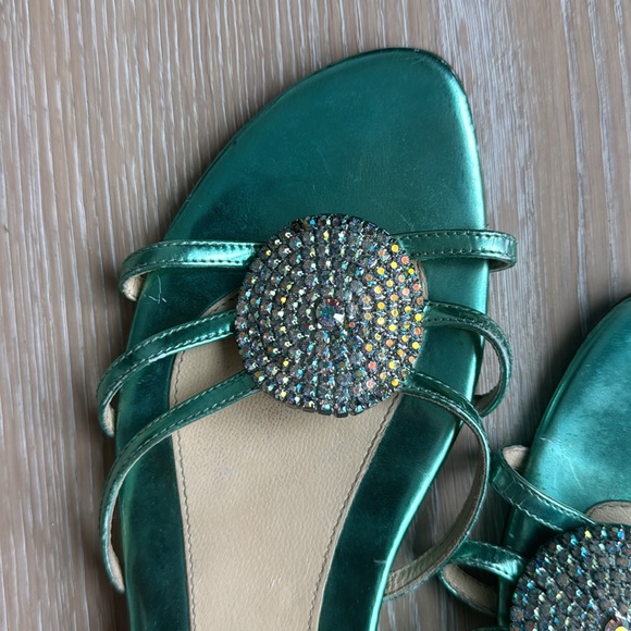 Studio Pollini, leather sandals, slides, crystals, sparkly! Size 38.5 - Picture 2 of 4